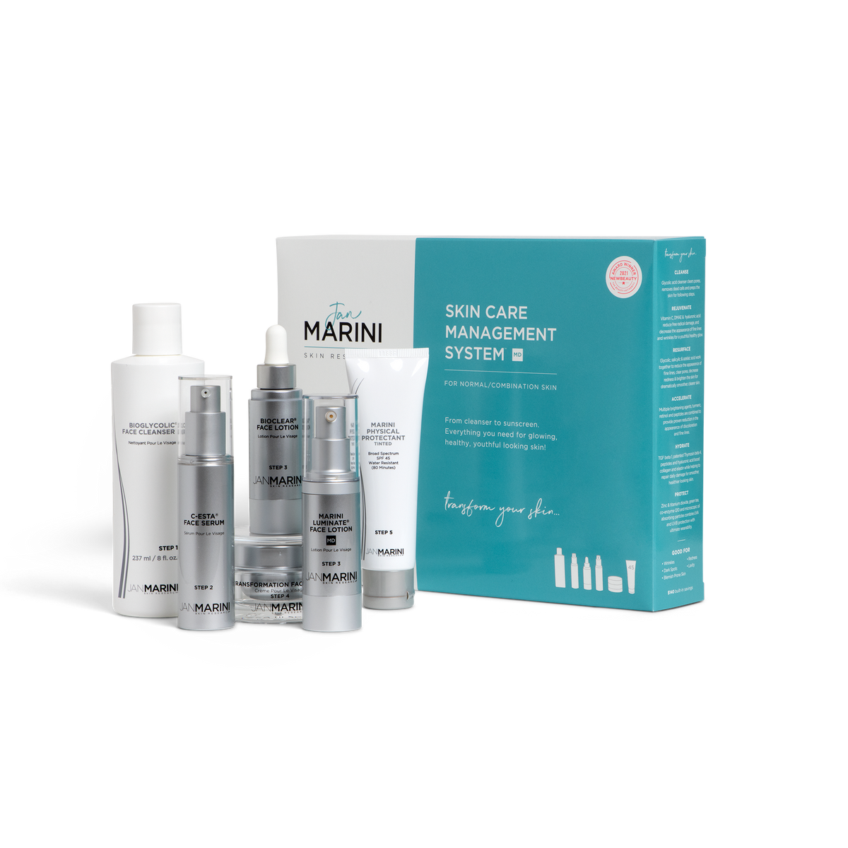 Skin Care Management System - MD Normal/Combo with Marini Physical Protectant SPF 45 Tinted